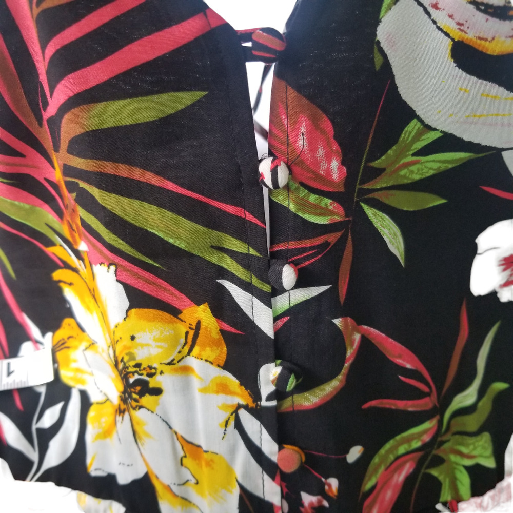 Lulus Women's Tropical Print Dress, Black, High-Low Maxi Dress Size M, New - Picture 6 of 12